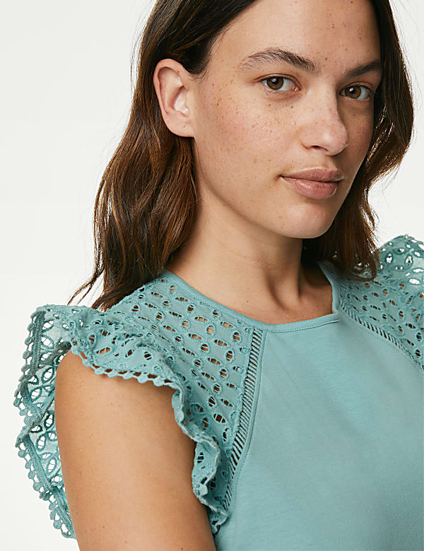 Pure Cotton Broderie Trim Nightdress - ID