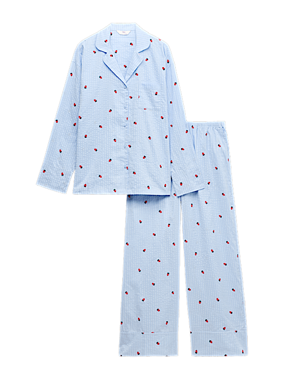 Cotton Modal Seersucker Printed Pyjama Set