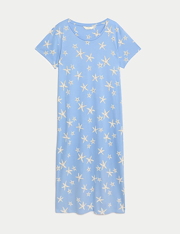 Cotton Modal Printed Nightdress - GR