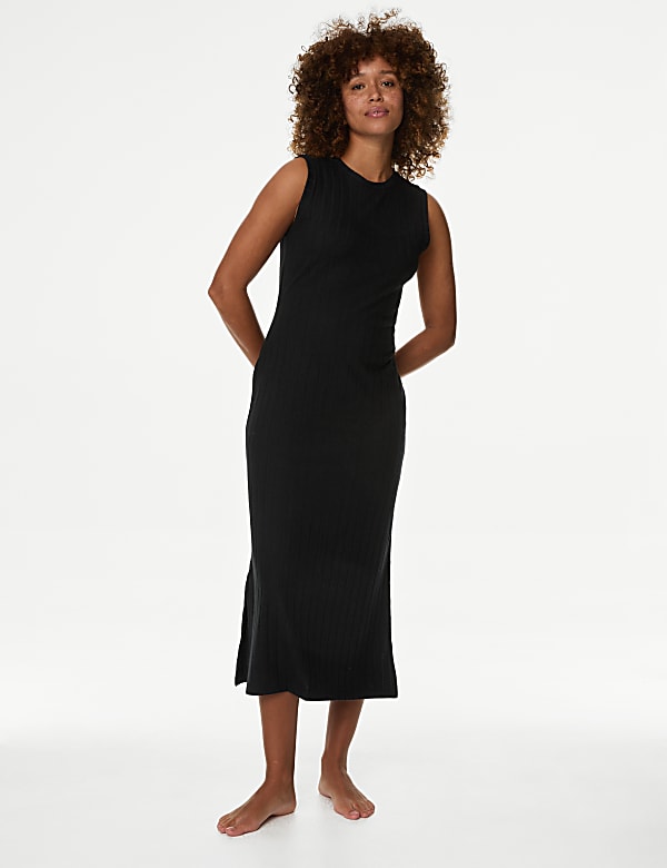 2pc Ribbed Nightdress & Cardigan Set