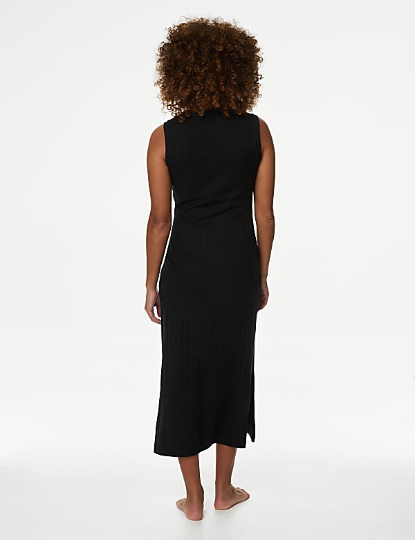2pc Ribbed Nightdress & Cardigan Set