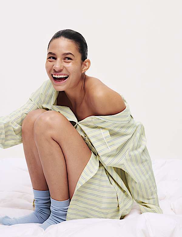 Pure Cotton Striped Nightshirt - CA