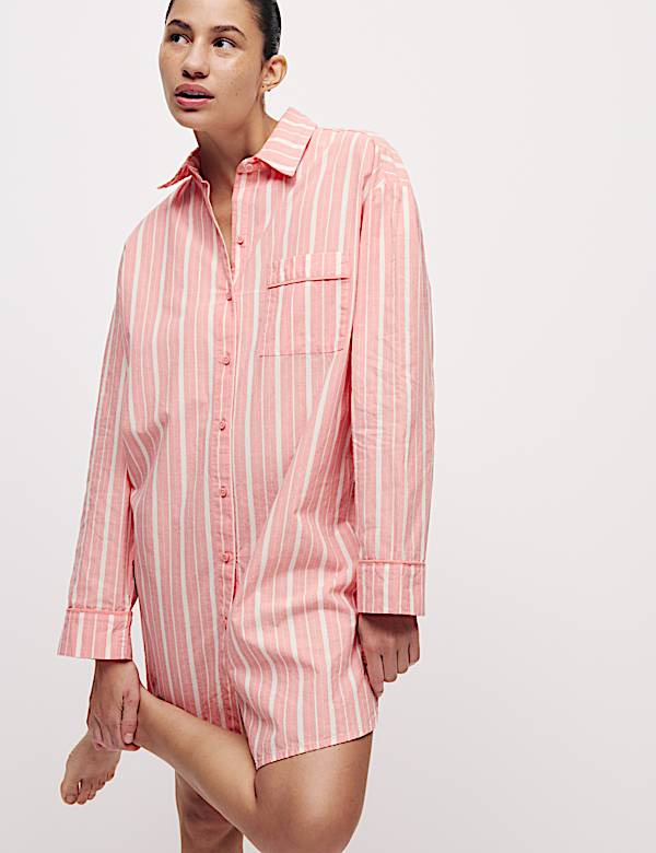 Pure Cotton Striped Nightshirt - IT
