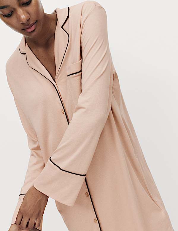 Cotton Modal Revere Nightshirt - GR