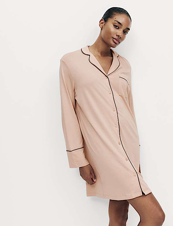 Cotton Modal Revere Nightshirt - BN