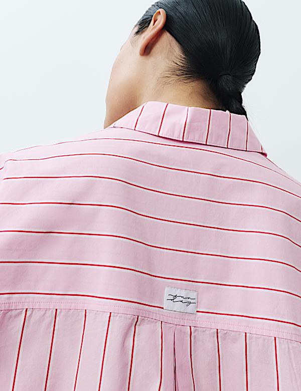 Pure Cotton Poplin Striped Pyjama Top  - DK