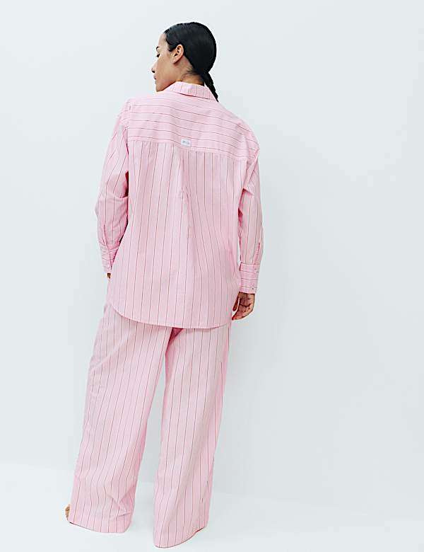 Pure Cotton Poplin Striped Pyjama Top  - DK