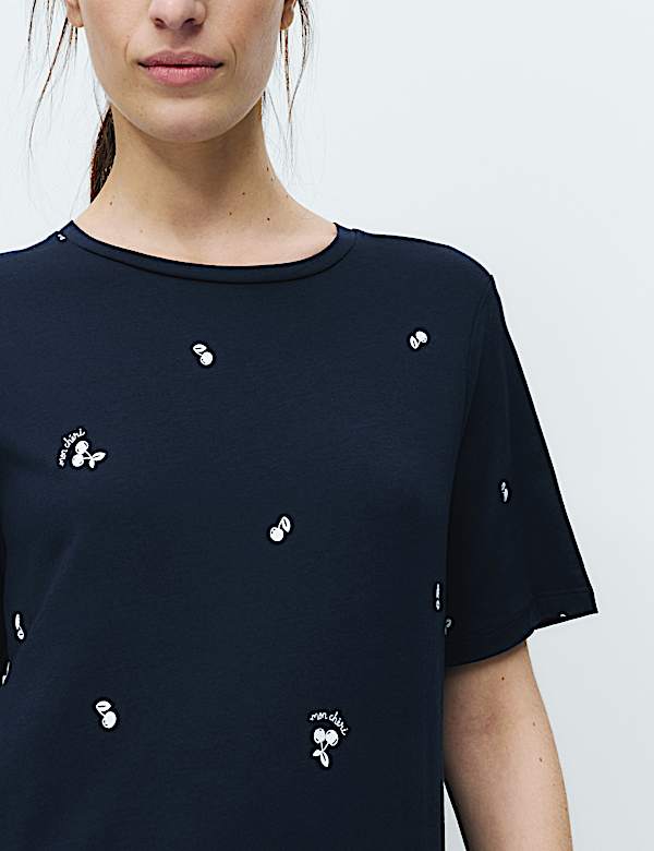 כותונת לילה מכותנה ומודל עם הדפס - IL