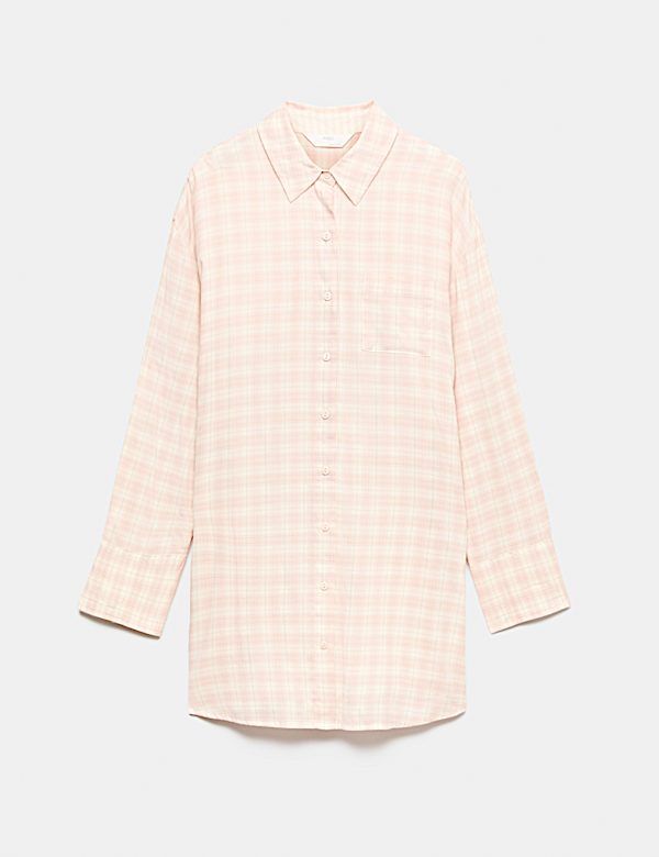 Brushed Cotton Blend Checked Nightshirt - EE