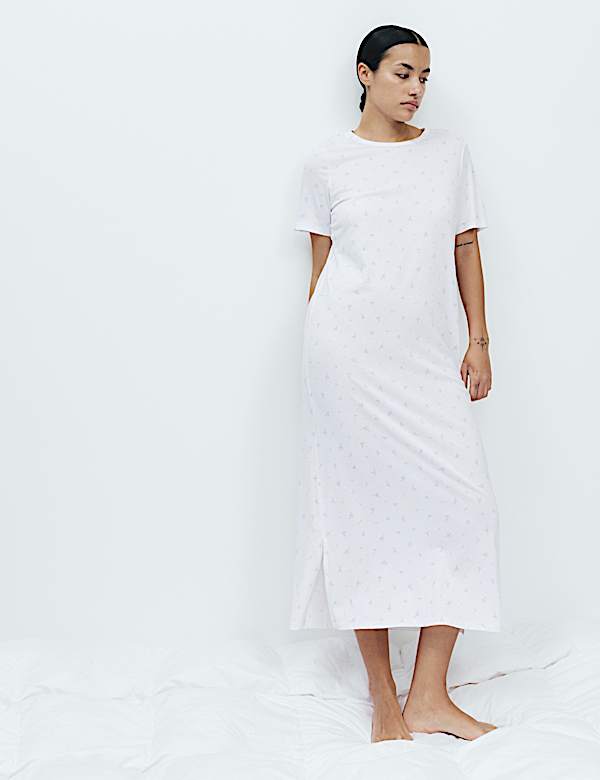 Cotton Modal Printed Long Nightdress - EE