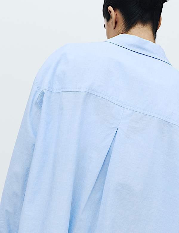 Chemise de nuit chambray 100 % coton avec encolure - BE