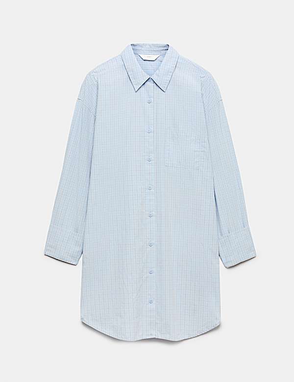 Chemise de nuit 100 % coton &agrave; carreaux - CH