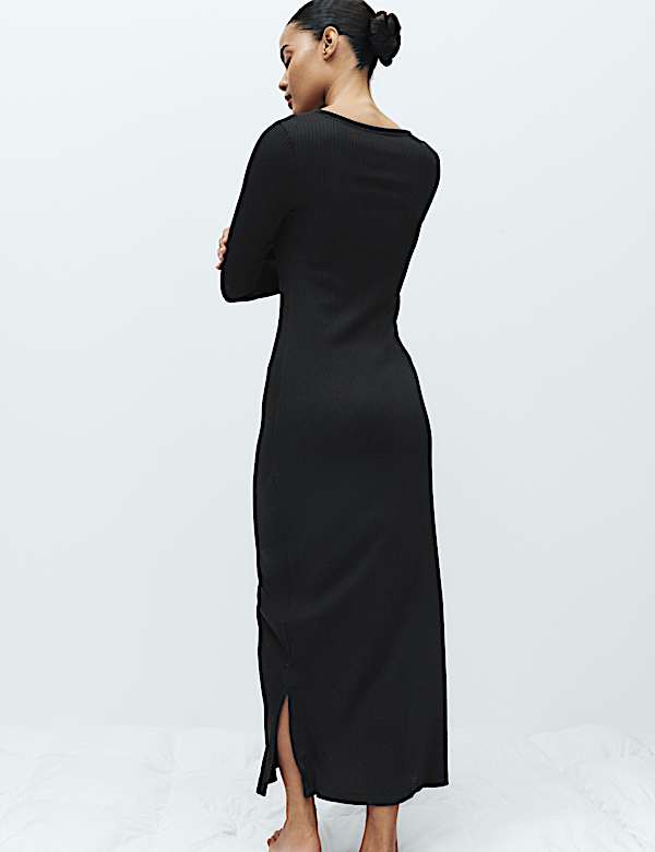 Cotton Modal Henley Long Nightdress - TW