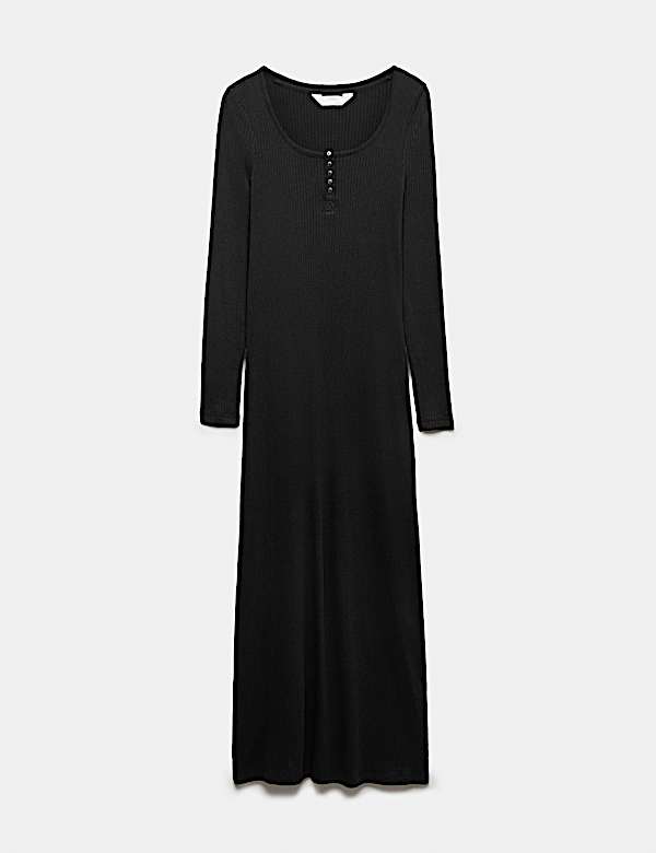 Cotton Modal Henley Long Nightdress - TW