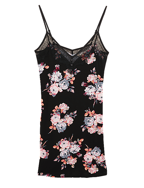 Jersey Floral Chemise with Lace