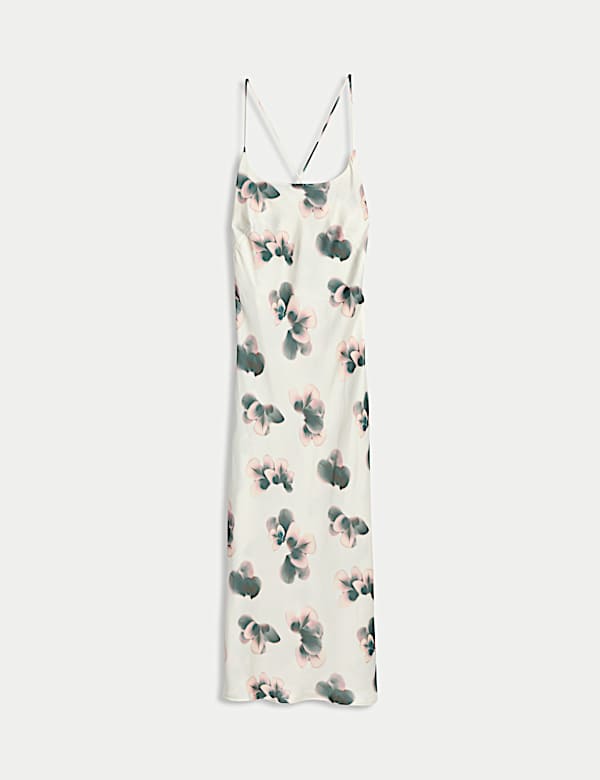 Satin Floral Long Chemise - GR