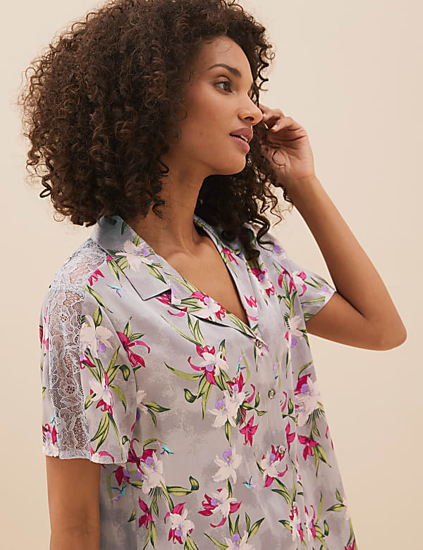 Satin Floral Print Shortie Pyjama Set