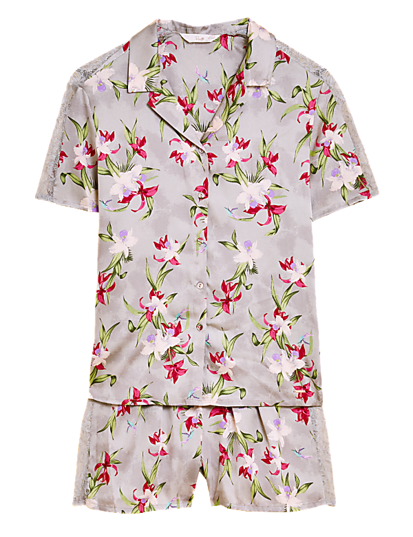 Satin Floral Print Shortie Pyjama Set