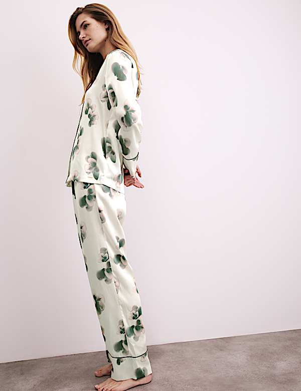 Satin Floral Print Pyjama Set - CH