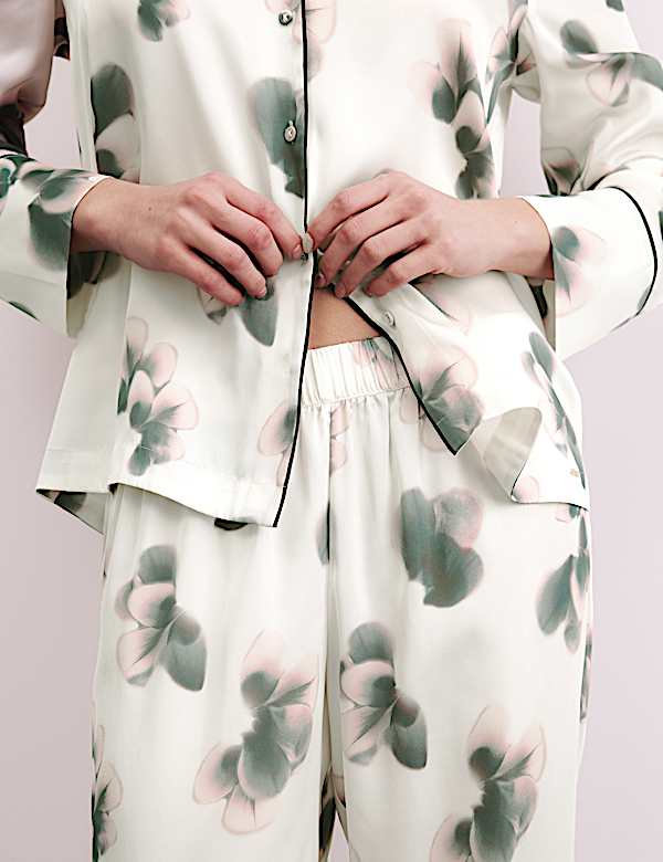 Satin Floral Print Pyjama Set - CH