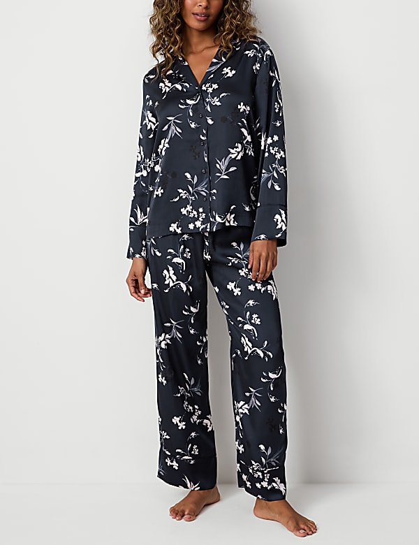 Satin Printed Pyjama Set - IS