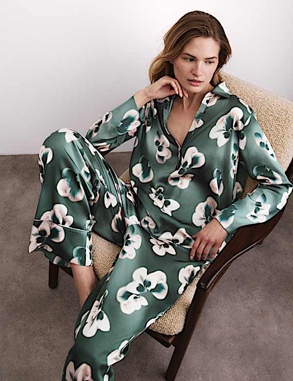 Satin Floral Pyjama Bottoms - HK