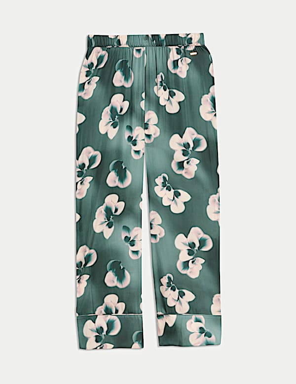 Schlafanzughose aus Satin mit Blumenmuster - AT