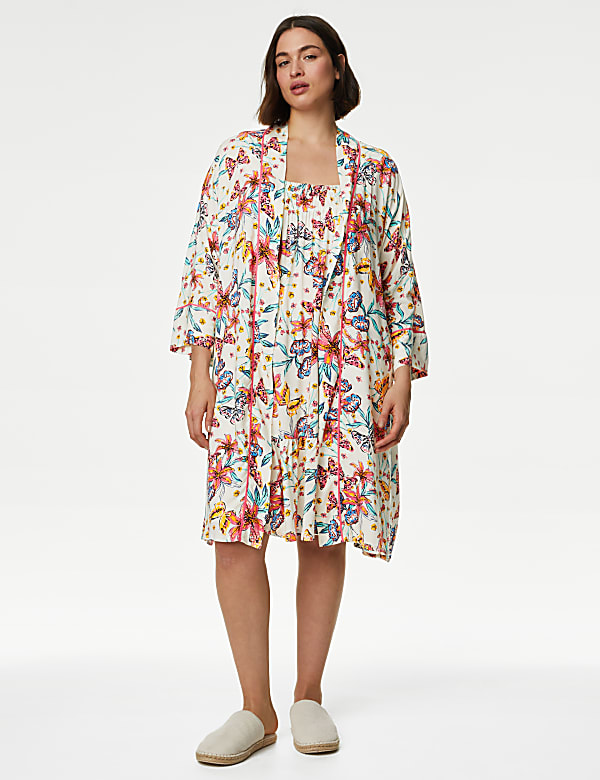 Floral Print Dressing Gown - BN