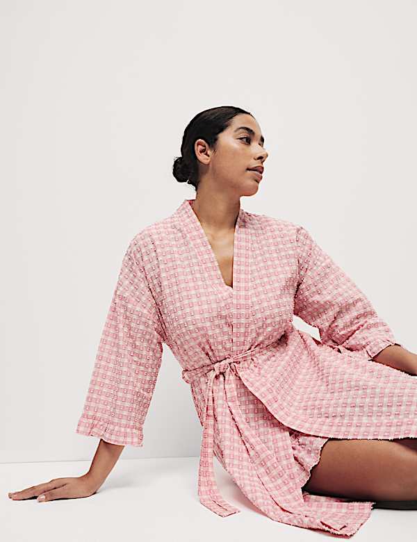 Pure Cotton Gingham Yarn Dyed Dobby Wrap - VN