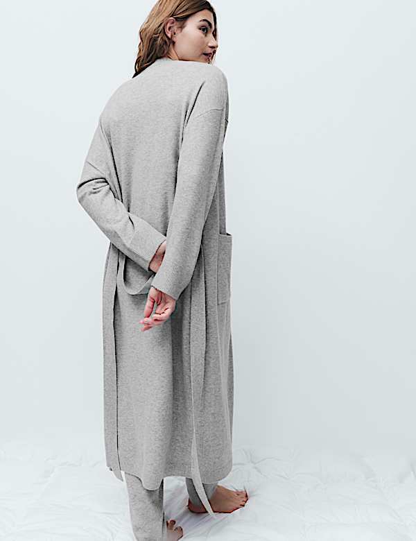 Knitted Longline Wrap with Cotton - US