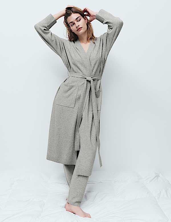 Knitted Longline Wrap with Cotton - US
