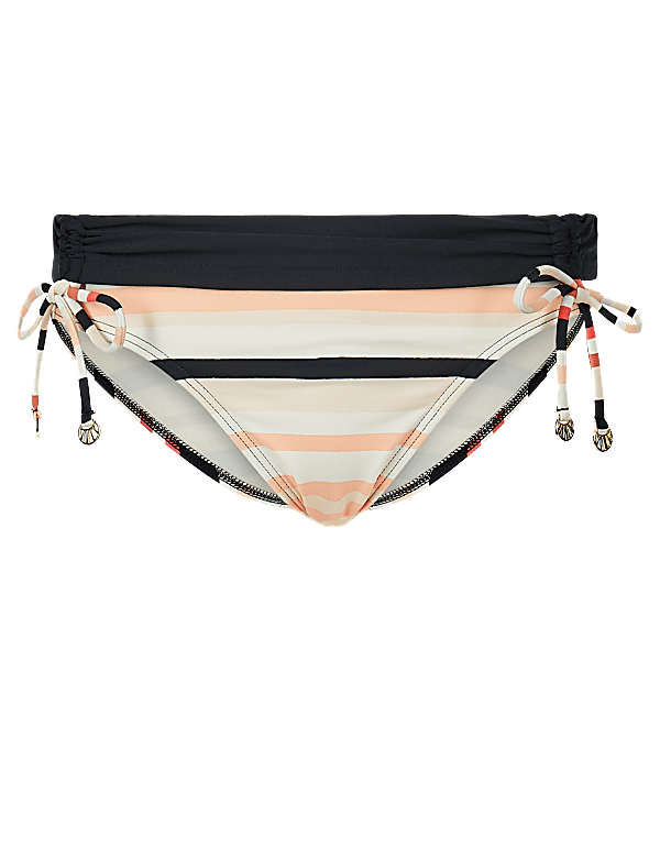 Striped Tie Side Hipster Bikini Bottoms