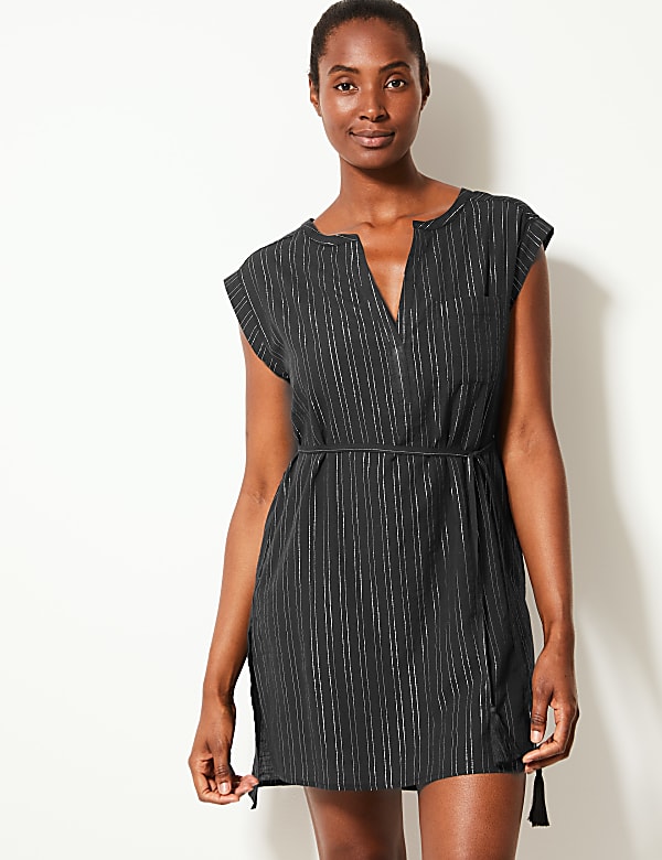 Cotton Rich Mini Shift Beach Dress