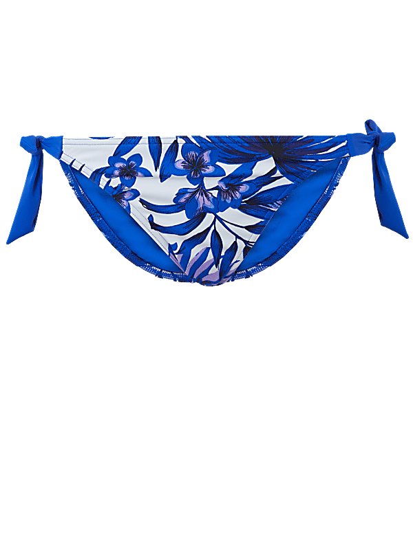 Palm Print Tie Side Hipster Bikini Bottoms