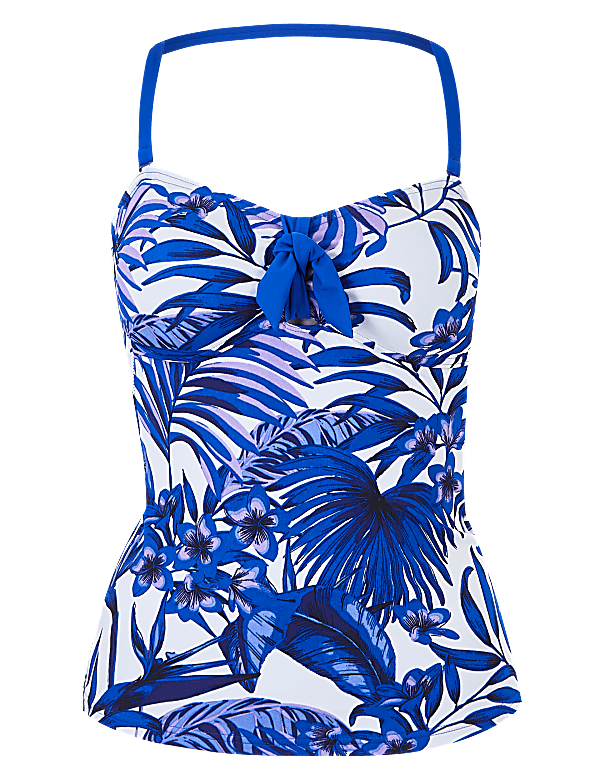 Palm Print Bandeau Tankini Top