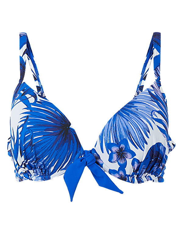 Palm Print Padded Plunge Bikini Top A-G