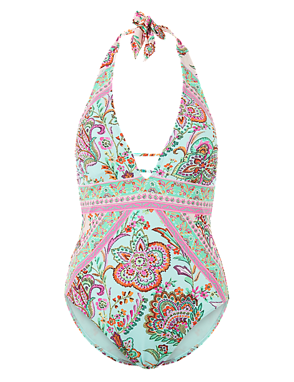 Secret Slimming™ Paisley Print Plunge Swimsuit