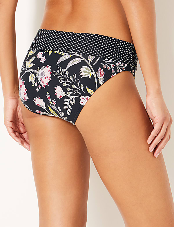 Floral Print Roll Top Bikini Bottoms