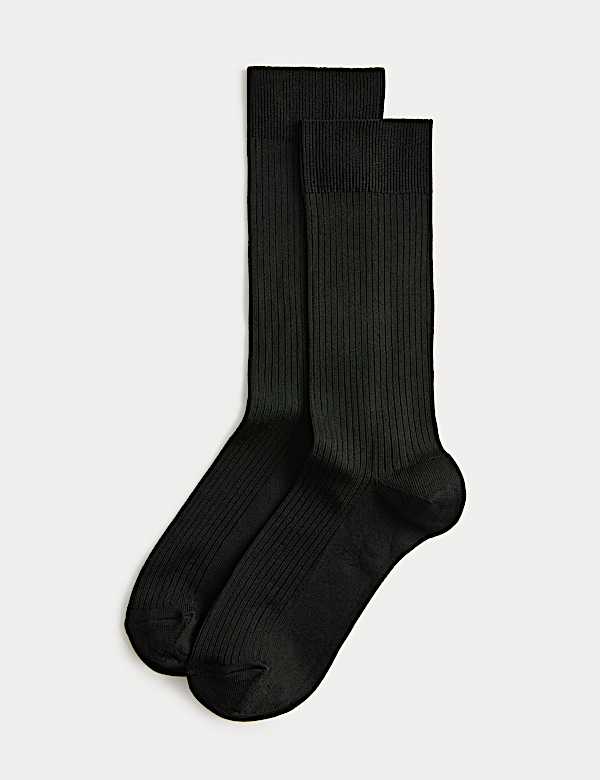 2pk Rayon Ribbed Ankle High Socks - DK
