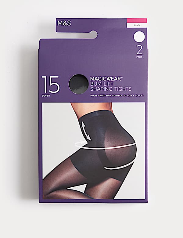 2 Pack 15 Denier Magicwear&trade; Bum Lift Tights - ES