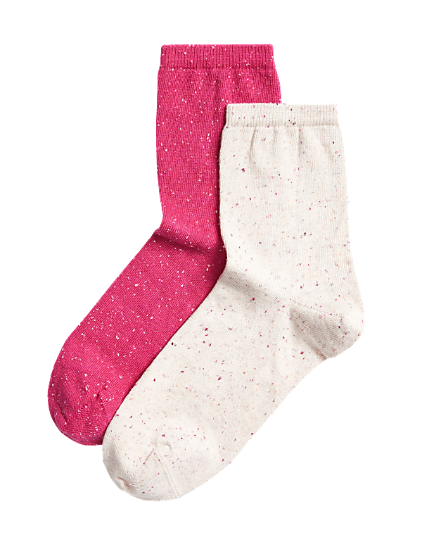 2pk Cotton Rich Ankle High Socks
