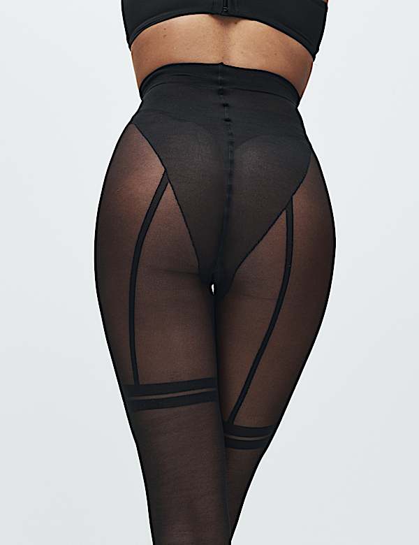 Collants transparents effet bas en tissu fin 15 deniers - BE