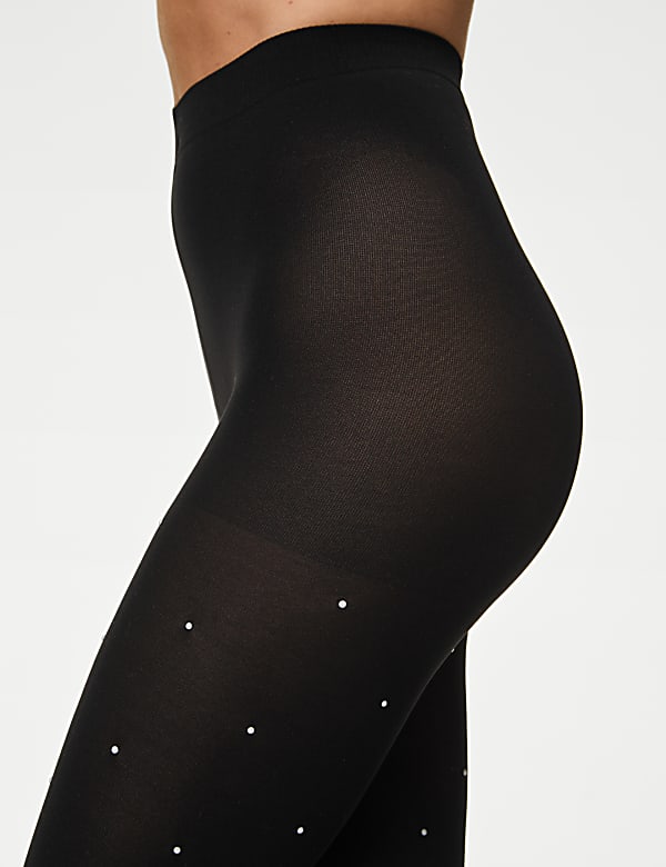 Pearl Embellished Opaque Tights - AU