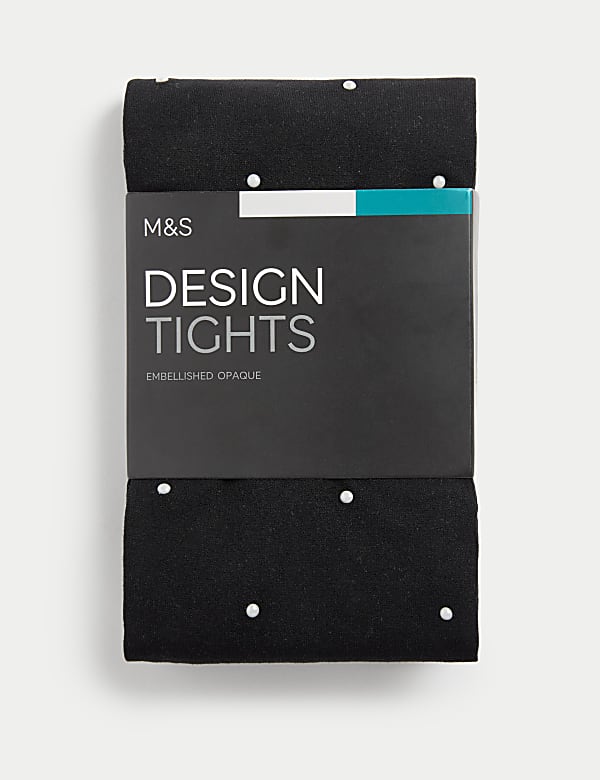 Pearl Embellished Opaque Tights - AU