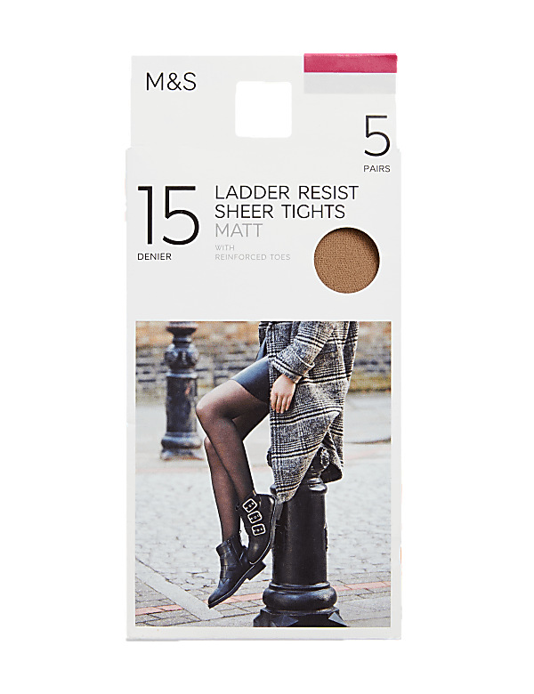 Buy 5pk 15 Denier Ladder Resist Matt Tights at Marks Spencer
