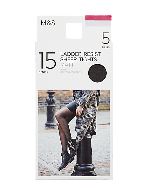 5pk 15 Denier Ladder Resist Matt Tights