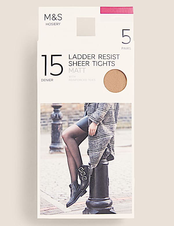 5pk 15 Denier Ladder Resist Matt Tights