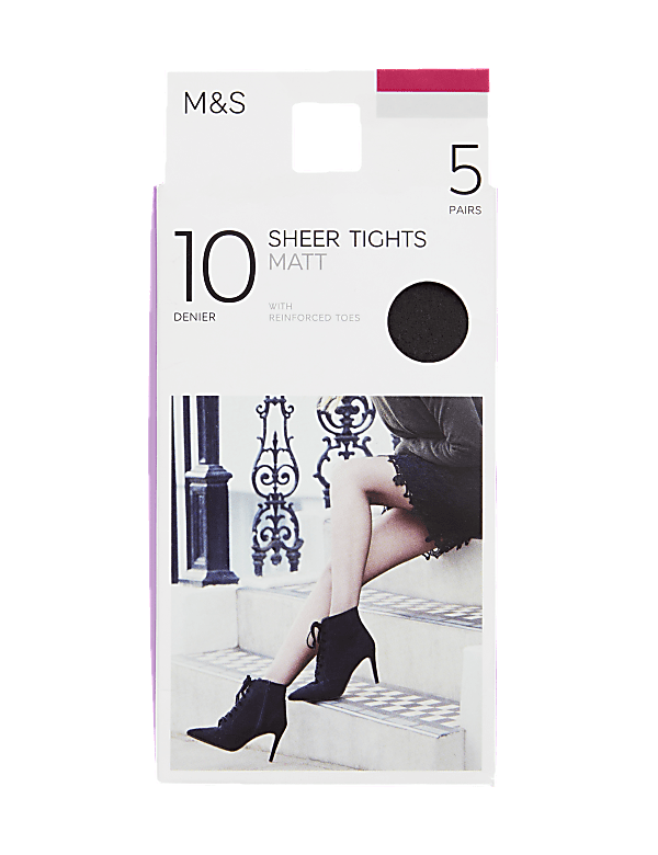 5pk 10 Denier Tights