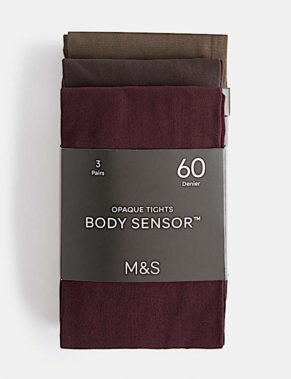 3 Pack 60 Denier Body Sensor&trade; Opaque Tights - GR
