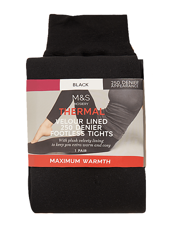 250 Denier Velour Lined Footless Tights